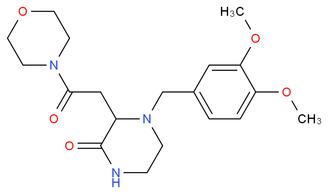 4-(3,4-dimethoxybenzyl)-3-[2-(4-morpholinyl)-2-oxoethyl]-2-piperazinone_分子结构_CAS_)
