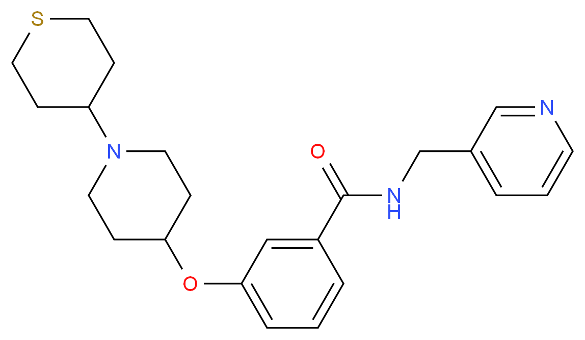 N-(3-pyridinylmethyl)-3-{[1-(tetrahydro-2H-thiopyran-4-yl)-4-piperidinyl]oxy}benzamide_分子结构_CAS_)
