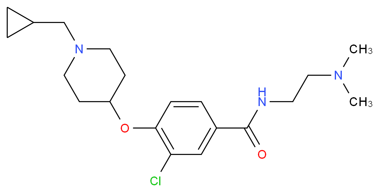 3-chloro-4-{[1-(cyclopropylmethyl)piperidin-4-yl]oxy}-N-[2-(dimethylamino)ethyl]benzamide_分子结构_CAS_)
