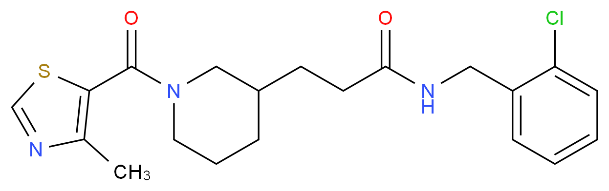 N-(2-chlorobenzyl)-3-{1-[(4-methyl-1,3-thiazol-5-yl)carbonyl]-3-piperidinyl}propanamide_分子结构_CAS_)