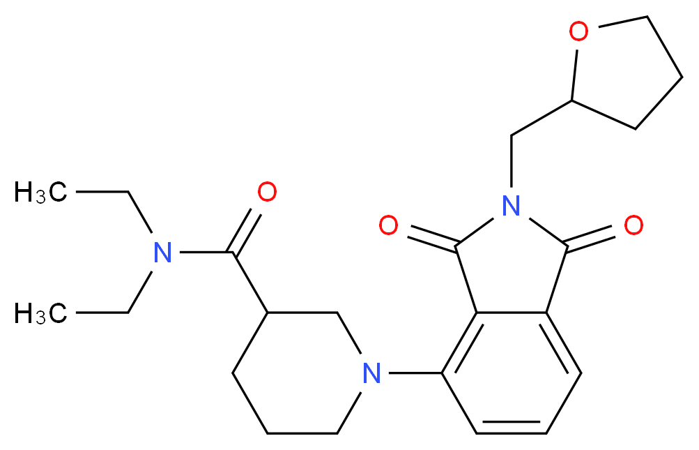 1-[1,3-dioxo-2-(tetrahydro-2-furanylmethyl)-2,3-dihydro-1H-isoindol-4-yl]-N,N-diethyl-3-piperidinecarboxamide_分子结构_CAS_)