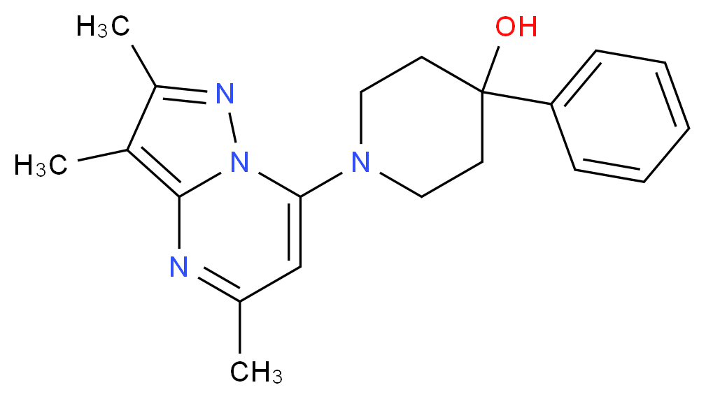 4-phenyl-1-(2,3,5-trimethylpyrazolo[1,5-a]pyrimidin-7-yl)piperidin-4-ol_分子结构_CAS_)
