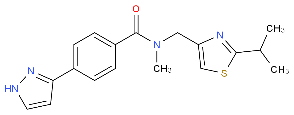 N-[(2-isopropyl-1,3-thiazol-4-yl)methyl]-N-methyl-4-(1H-pyrazol-3-yl)benzamide_分子结构_CAS_)