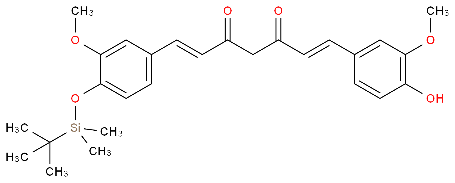 (1E,6E)-1-{4-[(tert-butyldimethylsilyl)oxy]-3-methoxyphenyl}-7-(4-hydroxy-3-methoxyphenyl)hepta-1,6-diene-3,5-dione_分子结构_CAS_911292-36-9