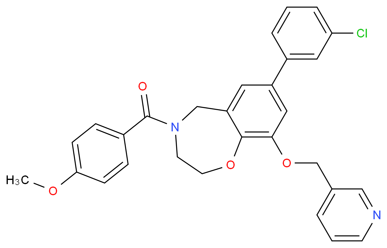 7-(3-chlorophenyl)-4-(4-methoxybenzoyl)-9-(3-pyridinylmethoxy)-2,3,4,5-tetrahydro-1,4-benzoxazepine_分子结构_CAS_)