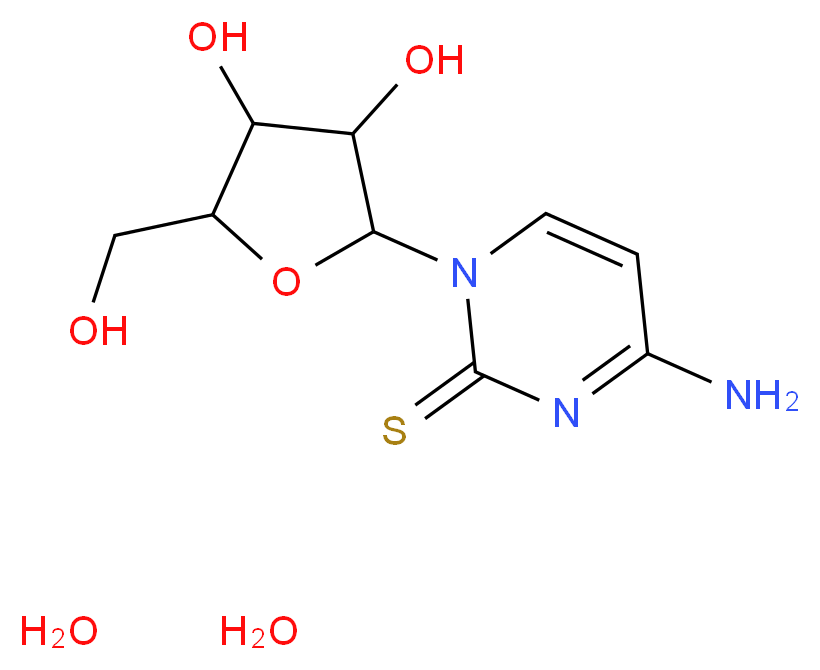 4-amino-1-[3,4-dihydroxy-5-(hydroxymethyl)oxolan-2-yl]-1,2-dihydropyrimidine-2-thione dihydrate_分子结构_CAS_13239-97-9