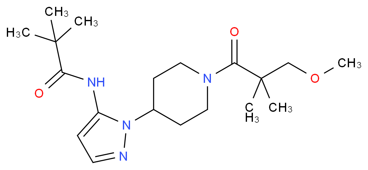 N-{1-[1-(3-methoxy-2,2-dimethylpropanoyl)piperidin-4-yl]-1H-pyrazol-5-yl}-2,2-dimethylpropanamide_分子结构_CAS_)