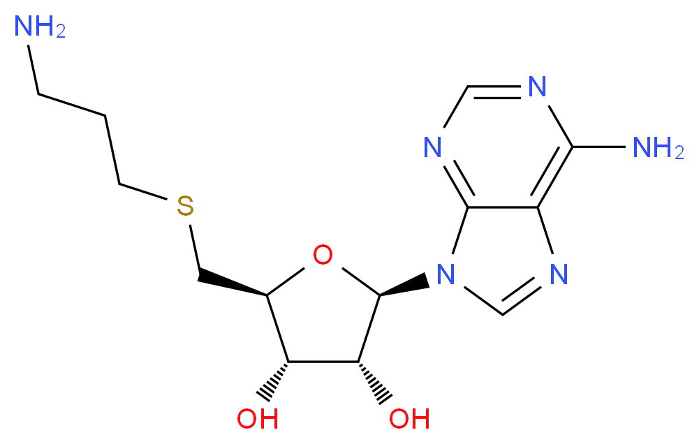 (2R,3R,4S,5S)-2-(6-amino-9H-purin-9-yl)-5-{[(3-aminopropyl)sulfanyl]methyl}oxolane-3,4-diol_分子结构_CAS_53186-57-5