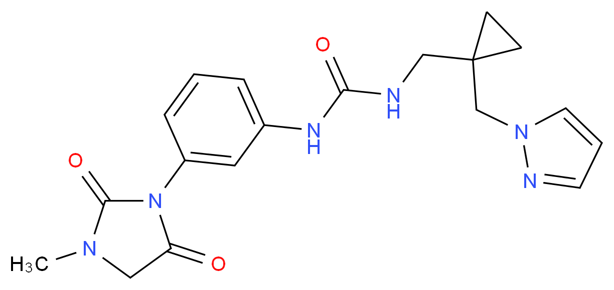 N-[3-(3-methyl-2,5-dioxoimidazolidin-1-yl)phenyl]-N'-{[1-(1H-pyrazol-1-ylmethyl)cyclopropyl]methyl}urea_分子结构_CAS_)