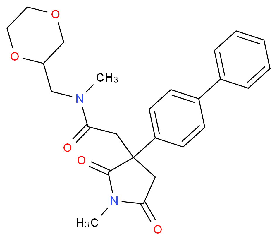 2-[3-(4-biphenylyl)-1-methyl-2,5-dioxo-3-pyrrolidinyl]-N-(1,4-dioxan-2-ylmethyl)-N-methylacetamide_分子结构_CAS_)