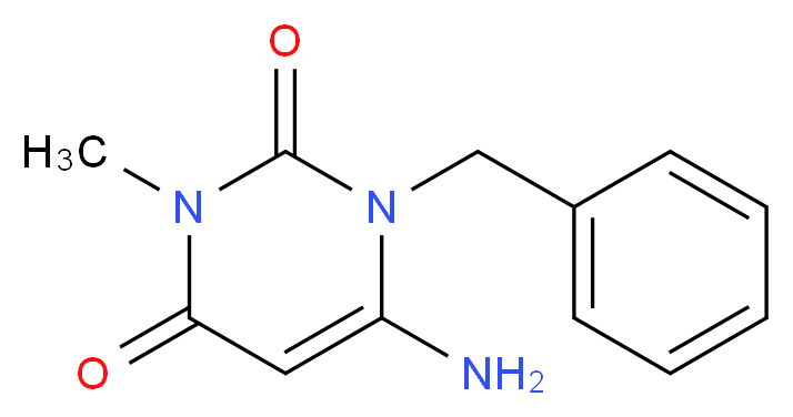 6-amino-1-benzyl-3-methyl-1,2,3,4-tetrahydropyrimidine-2,4-dione_分子结构_CAS_53681-51-9
