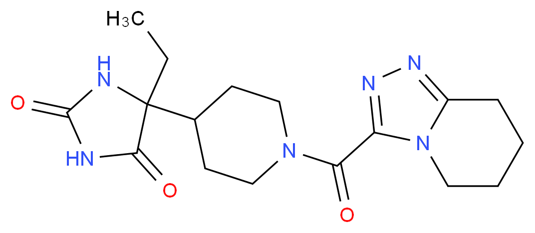 5-ethyl-5-[1-(5,6,7,8-tetrahydro[1,2,4]triazolo[4,3-a]pyridin-3-ylcarbonyl)piperidin-4-yl]imidazolidine-2,4-dione_分子结构_CAS_)