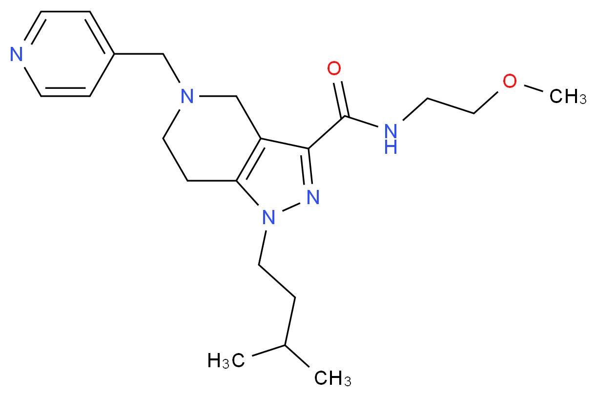 N-(2-methoxyethyl)-1-(3-methylbutyl)-5-(4-pyridinylmethyl)-4,5,6,7-tetrahydro-1H-pyrazolo[4,3-c]pyridine-3-carboxamide_分子结构_CAS_)