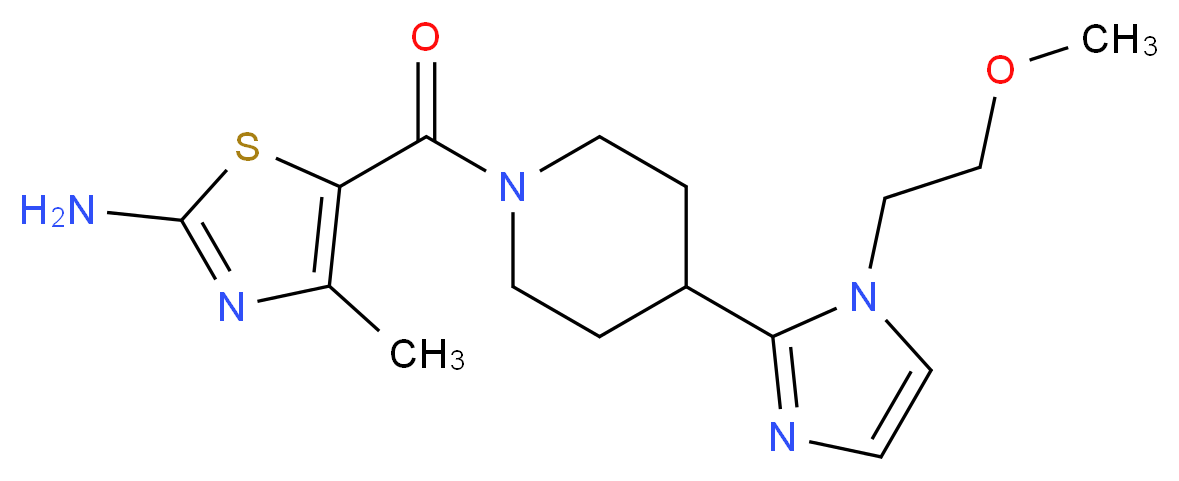 5-({4-[1-(2-methoxyethyl)-1H-imidazol-2-yl]-1-piperidinyl}carbonyl)-4-methyl-1,3-thiazol-2-amine_分子结构_CAS_)