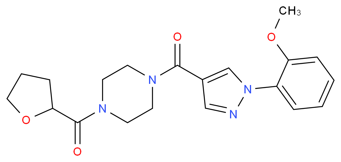 1-{[1-(2-methoxyphenyl)-1H-pyrazol-4-yl]carbonyl}-4-(tetrahydro-2-furanylcarbonyl)piperazine_分子结构_CAS_)
