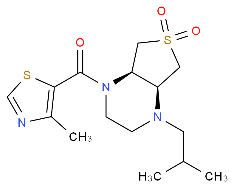 (4aR*,7aS*)-1-isobutyl-4-[(4-methyl-1,3-thiazol-5-yl)carbonyl]octahydrothieno[3,4-b]pyrazine 6,6-dioxide_分子结构_CAS_)