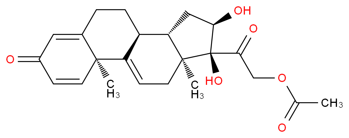 2-[(2S,10S,11S,13R,14S,15S)-13,14-dihydroxy-2,15-dimethyl-5-oxotetracyclo[8.7.0.0<sup>2</sup>,<sup>7</sup>.0<sup>1</sup><sup>1</sup>,<sup>1</sup><sup>5</sup>]heptadeca-1(17),3,6-trien-14-yl]-2-oxoethyl acetate_分子结构_CAS_77017-20-0
