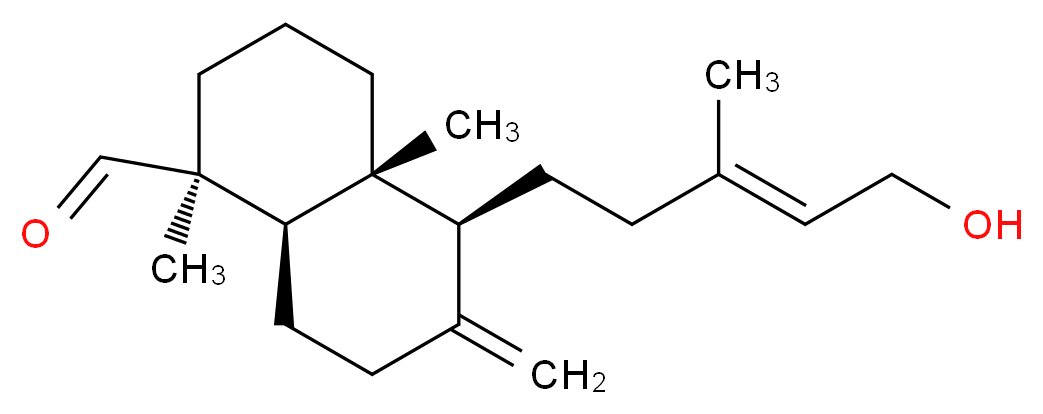 (1S,4aR,5S,8aR)-5-[(3E)-5-hydroxy-3-methylpent-3-en-1-yl]-1,4a-dimethyl-6-methylidene-decahydronaphthalene-1-carbaldehyde_分子结构_CAS_3650-31-5