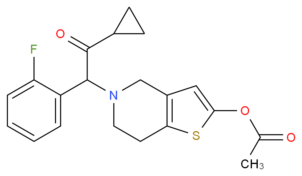 5-[2-cyclopropyl-1-(2-fluorophenyl)-2-oxoethyl]-4H,5H,6H,7H-thieno[3,2-c]pyridin-2-yl acetate_分子结构_CAS_150322-43-3