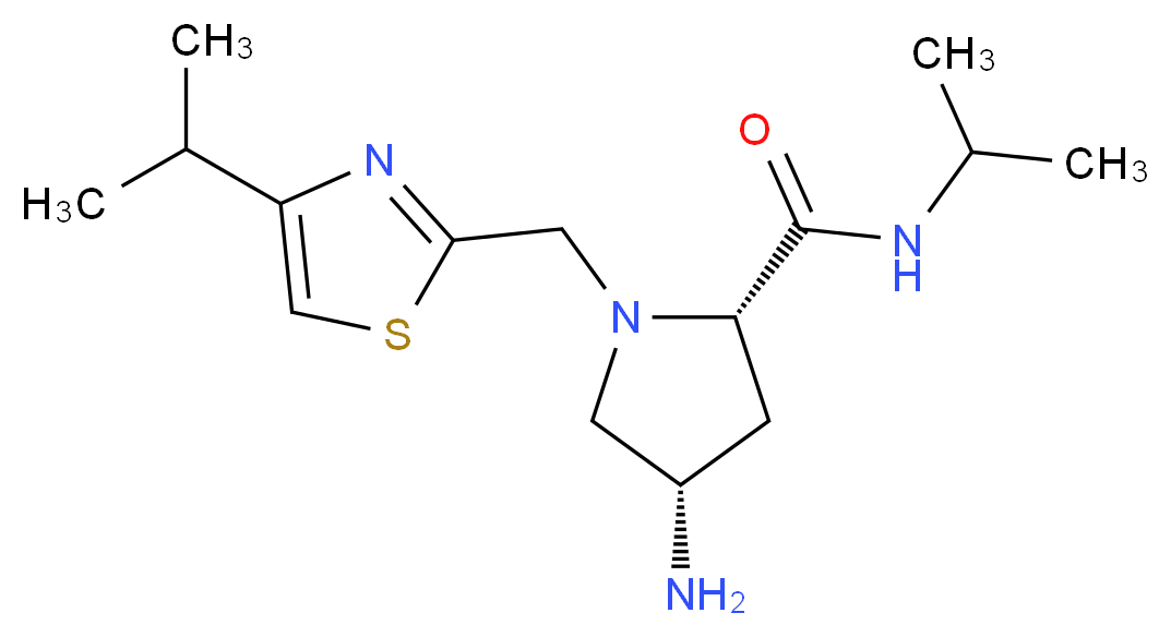 (2S,4S)-4-amino-N-isopropyl-1-[(4-isopropyl-1,3-thiazol-2-yl)methyl]pyrrolidine-2-carboxamide_分子结构_CAS_)