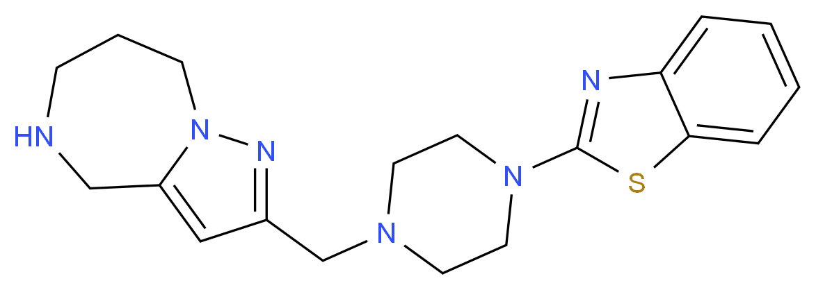 2-{[4-(1,3-benzothiazol-2-yl)-1-piperazinyl]methyl}-5,6,7,8-tetrahydro-4H-pyrazolo[1,5-a][1,4]diazepine_分子结构_CAS_)