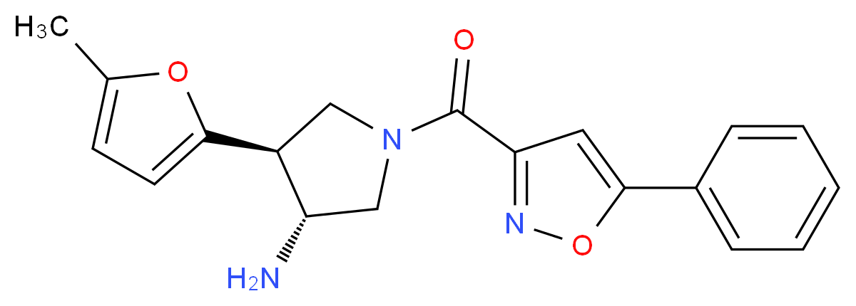 (3R*,4S*)-4-(5-methyl-2-furyl)-1-[(5-phenylisoxazol-3-yl)carbonyl]pyrrolidin-3-amine_分子结构_CAS_)