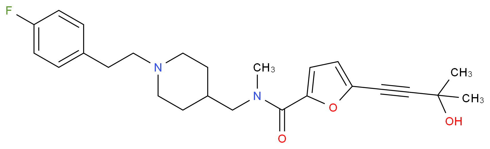 N-({1-[2-(4-fluorophenyl)ethyl]-4-piperidinyl}methyl)-5-(3-hydroxy-3-methyl-1-butyn-1-yl)-N-methyl-2-furamide_分子结构_CAS_)