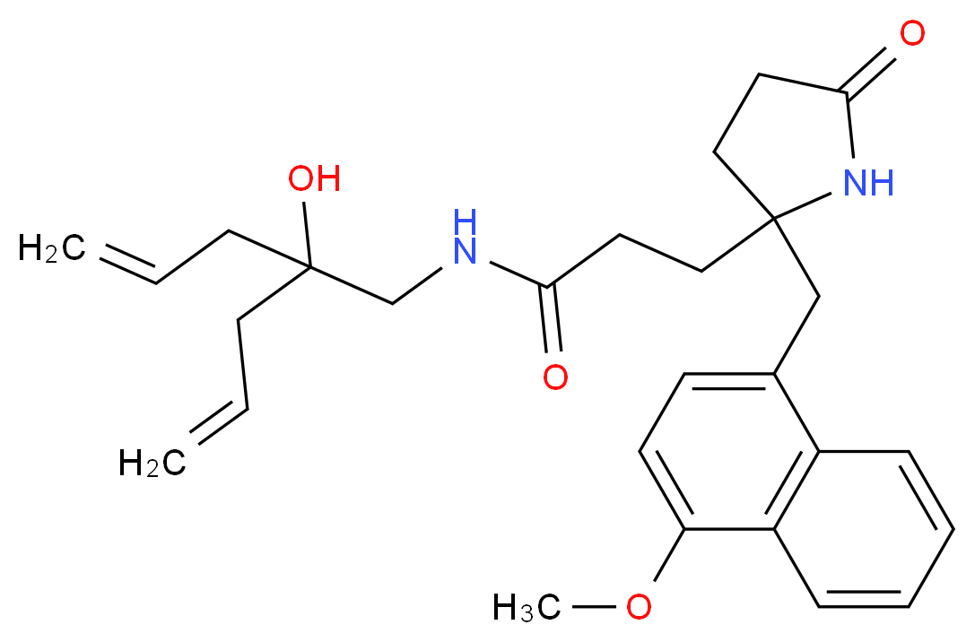 N-(2-allyl-2-hydroxy-4-penten-1-yl)-3-{2-[(4-methoxy-1-naphthyl)methyl]-5-oxo-2-pyrrolidinyl}propanamide_分子结构_CAS_)