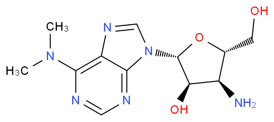(2R,3R,4S,5S)-4-amino-2-[6-(dimethylamino)-9H-purin-9-yl]-5-(hydroxymethyl)oxolan-3-ol_分子结构_CAS_58-60-6