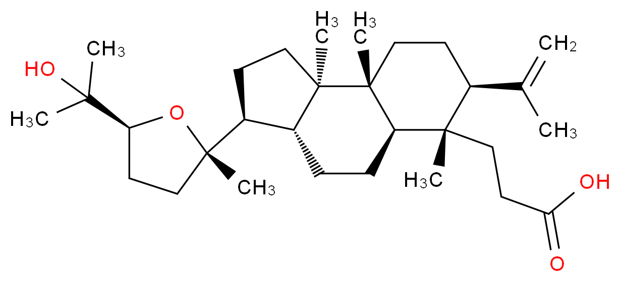 3-[(3S,3aR,5aR,6S,7S,9aR,9bR)-3-[(2S,5S)-5-(2-hydroxypropan-2-yl)-2-methyloxolan-2-yl]-6,9a,9b-trimethyl-7-(prop-1-en-2-yl)-dodecahydro-1H-cyclopenta[a]naphthalen-6-yl]propanoic acid_分子结构_CAS_56421-13-7