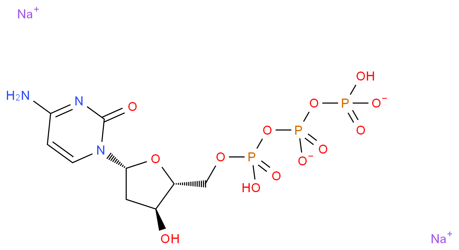 disodium {[(2R,3S,5R)-5-(4-amino-2-oxo-1,2-dihydropyrimidin-1-yl)-3-hydroxyoxolan-2-yl]methoxy}(hydroxy)phosphoryl (hydrogen phosphonatooxy)phosphonate_分子结构_CAS_102783-51-7