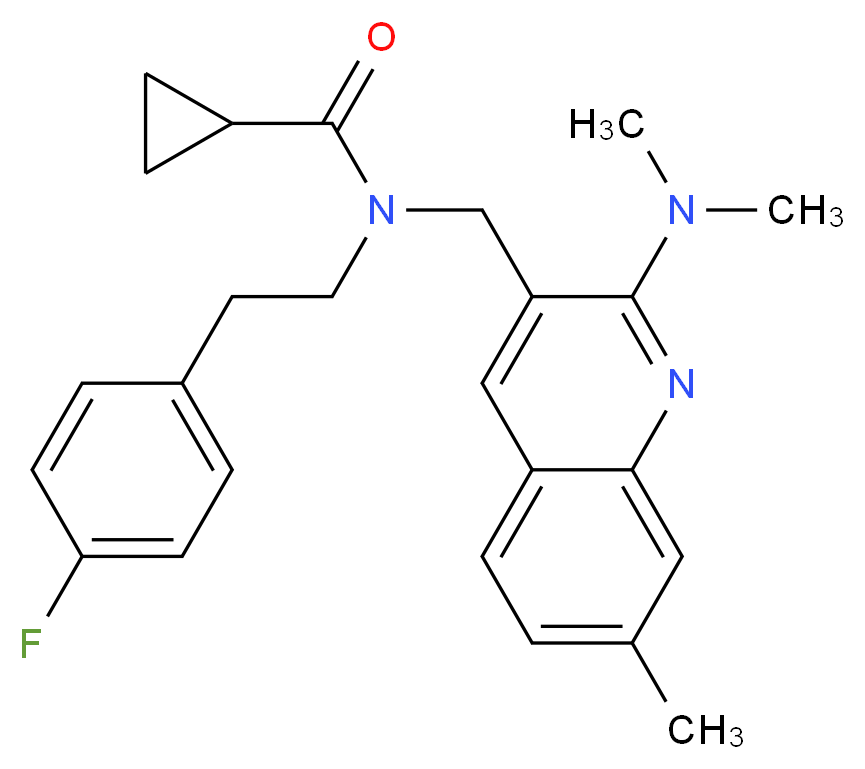 N-{[2-(dimethylamino)-7-methyl-3-quinolinyl]methyl}-N-[2-(4-fluorophenyl)ethyl]cyclopropanecarboxamide_分子结构_CAS_)