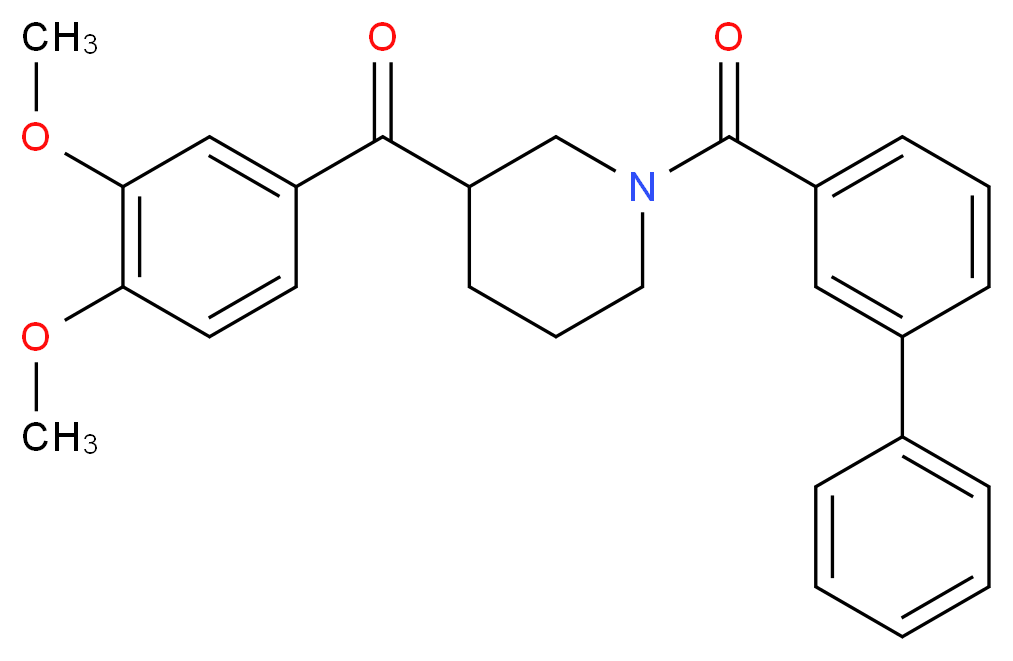 [1-(3-biphenylylcarbonyl)-3-piperidinyl](3,4-dimethoxyphenyl)methanone_分子结构_CAS_)