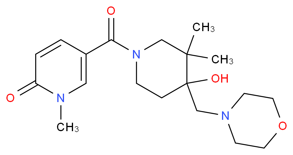 5-{[4-hydroxy-3,3-dimethyl-4-(morpholin-4-ylmethyl)piperidin-1-yl]carbonyl}-1-methylpyridin-2(1H)-one_分子结构_CAS_)