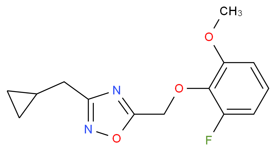 3-(cyclopropylmethyl)-5-[(2-fluoro-6-methoxyphenoxy)methyl]-1,2,4-oxadiazole_分子结构_CAS_)