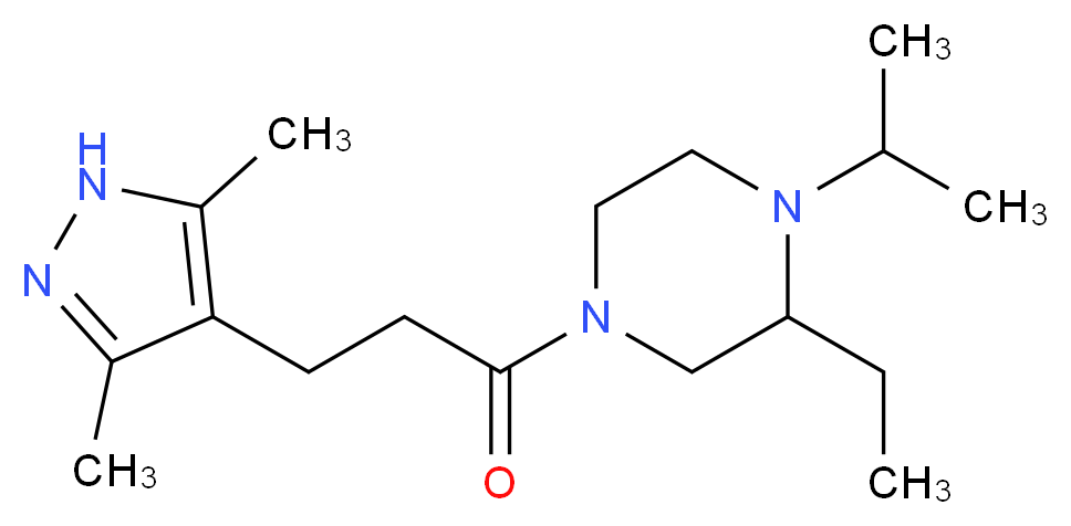 4-[3-(3,5-dimethyl-1H-pyrazol-4-yl)propanoyl]-2-ethyl-1-isopropylpiperazine_分子结构_CAS_)