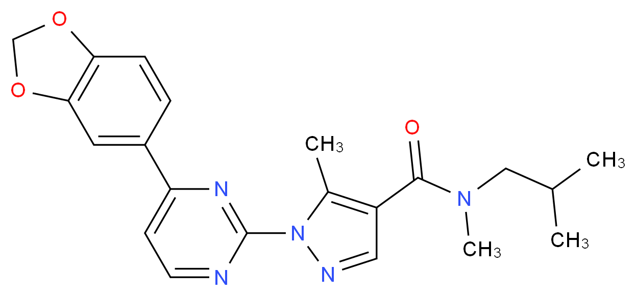 1-[4-(1,3-benzodioxol-5-yl)-2-pyrimidinyl]-N-isobutyl-N,5-dimethyl-1H-pyrazole-4-carboxamide_分子结构_CAS_)