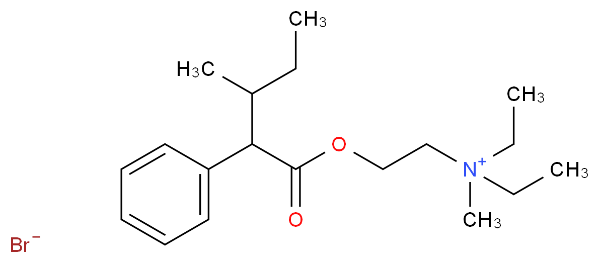 diethyl(methyl){2-[(3-methyl-2-phenylpentanoyl)oxy]ethyl}azanium bromide_分子结构_CAS_90-22-2