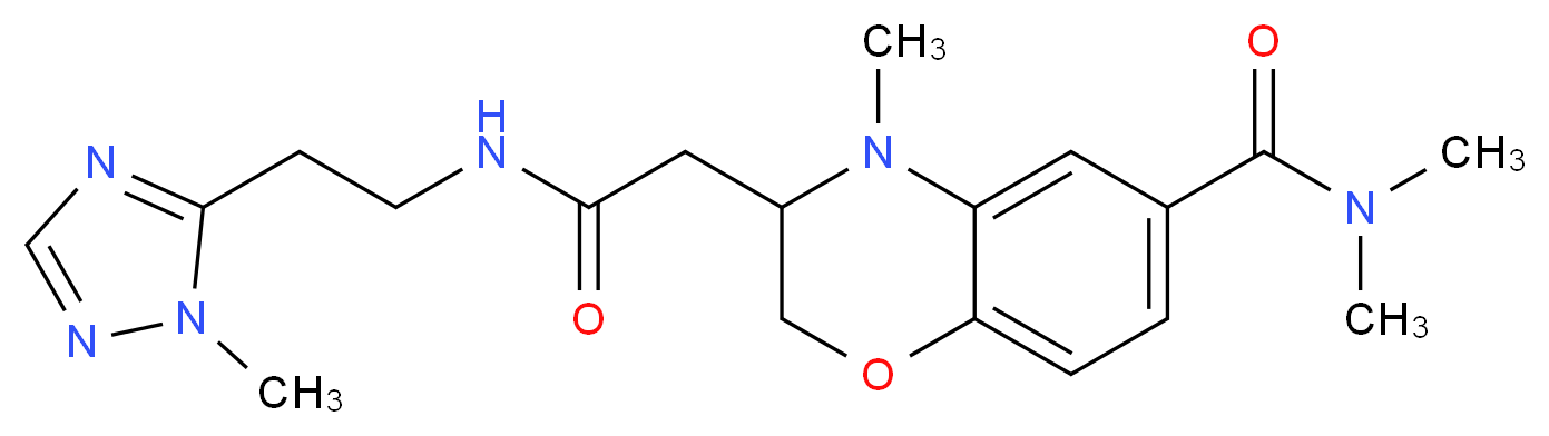 N,N,4-trimethyl-3-(2-{[2-(1-methyl-1H-1,2,4-triazol-5-yl)ethyl]amino}-2-oxoethyl)-3,4-dihydro-2H-1,4-benzoxazine-6-carboxamide_分子结构_CAS_)