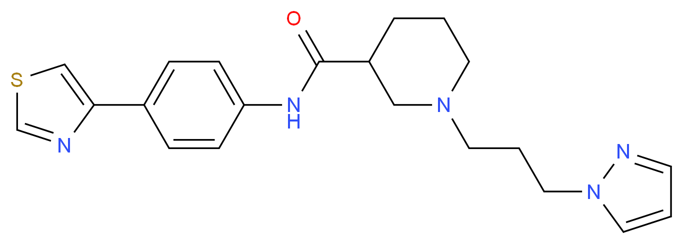 1-[3-(1H-pyrazol-1-yl)propyl]-N-[4-(1,3-thiazol-4-yl)phenyl]-3-piperidinecarboxamide_分子结构_CAS_)