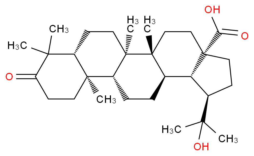 (1R,2R,5S,8R,9S,10R,13R,14R,19R)-8-(2-hydroxypropan-2-yl)-1,2,14,18,18-pentamethyl-17-oxopentacyclo[11.8.0.0<sup>2</sup>,<sup>1</sup><sup>0</sup>.0<sup>5</sup>,<sup>9</sup>.0<sup>1</sup><sup>4</sup>,<sup>1</sup><sup>9</sup>]henicosane-5-carboxylic acid_分子结构_CAS_93372-87-3