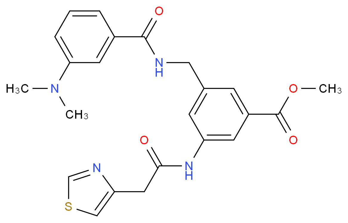 methyl 3-({[3-(dimethylamino)benzoyl]amino}methyl)-5-[(1,3-thiazol-4-ylacetyl)amino]benzoate_分子结构_CAS_)