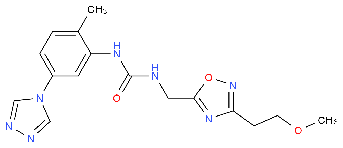 N-{[3-(2-methoxyethyl)-1,2,4-oxadiazol-5-yl]methyl}-N'-[2-methyl-5-(4H-1,2,4-triazol-4-yl)phenyl]urea_分子结构_CAS_)