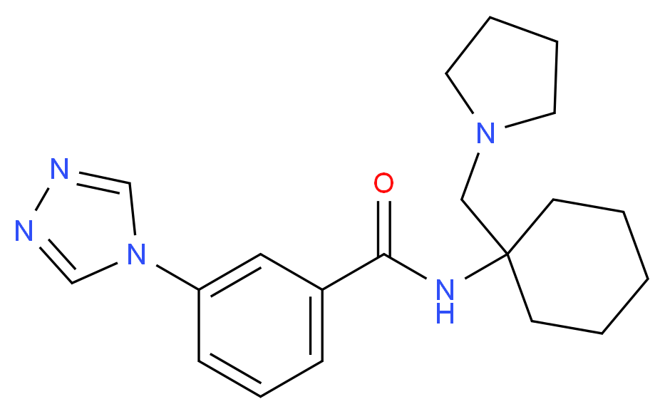 N-[1-(pyrrolidin-1-ylmethyl)cyclohexyl]-3-(4H-1,2,4-triazol-4-yl)benzamide_分子结构_CAS_)