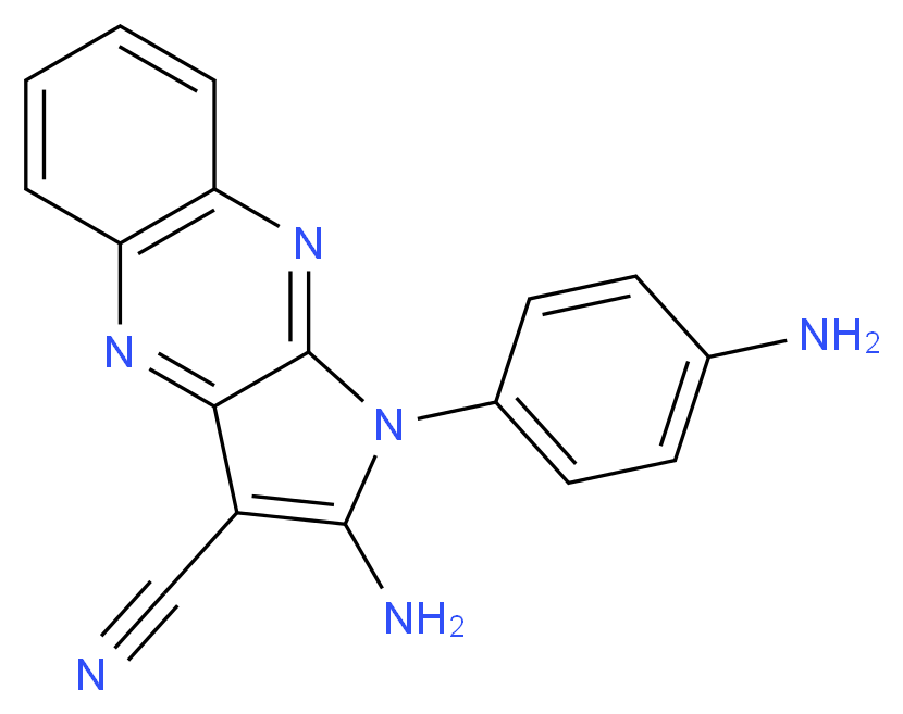 2-amino-1-(4-aminophenyl)-1H-pyrrolo[2,3-b]quinoxaline-3-carbonitrile_分子结构_CAS_301358-46-3