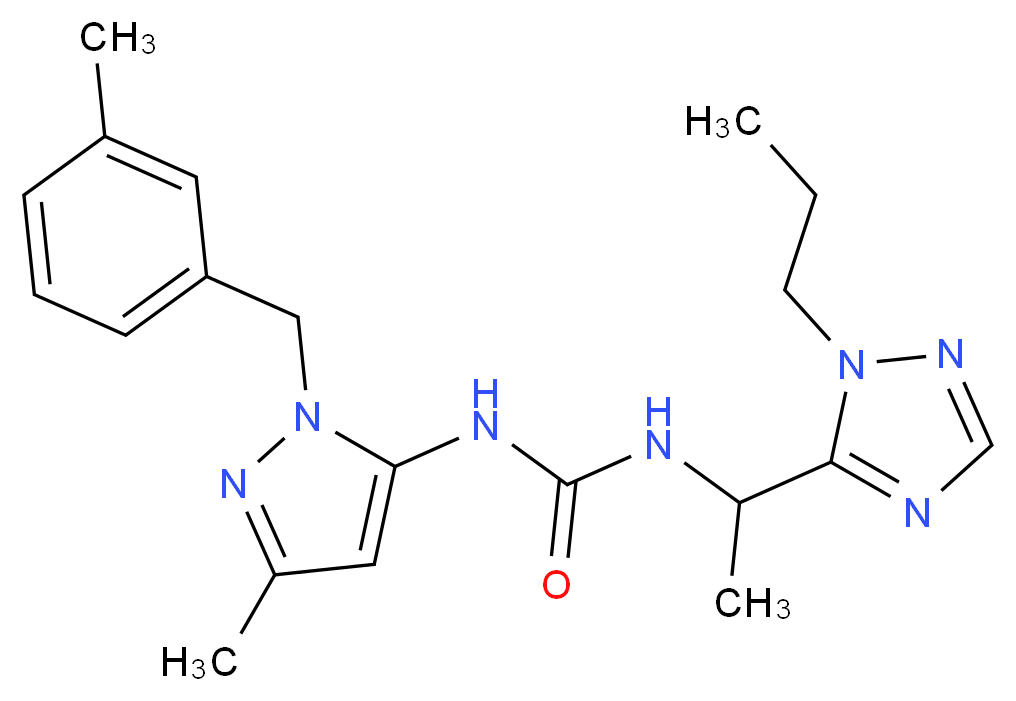N-[3-methyl-1-(3-methylbenzyl)-1H-pyrazol-5-yl]-N'-[1-(1-propyl-1H-1,2,4-triazol-5-yl)ethyl]urea_分子结构_CAS_)