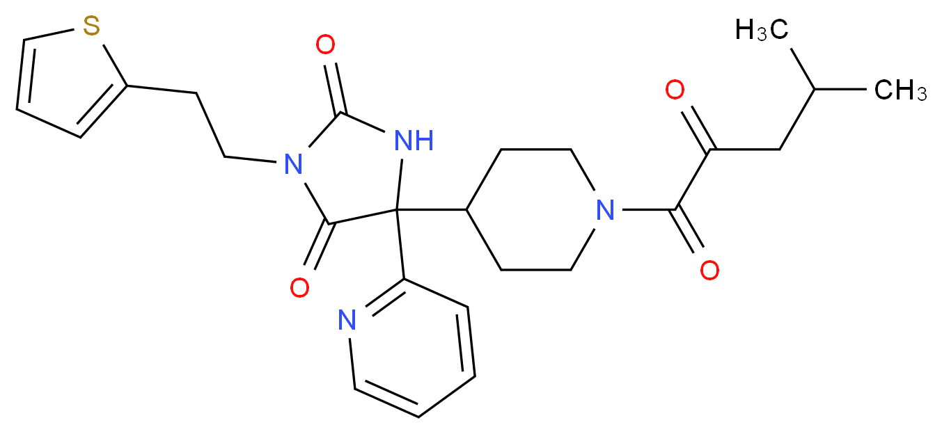 5-[1-(4-methyl-2-oxopentanoyl)-4-piperidinyl]-5-(2-pyridinyl)-3-[2-(2-thienyl)ethyl]-2,4-imidazolidinedione_分子结构_CAS_)