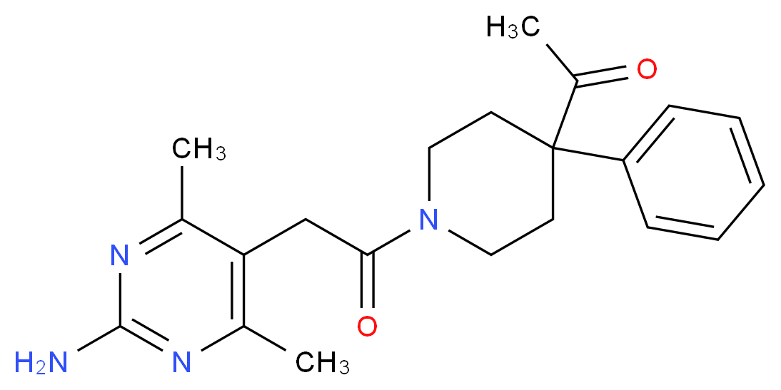 1-{1-[(2-amino-4,6-dimethyl-5-pyrimidinyl)acetyl]-4-phenyl-4-piperidinyl}ethanone_分子结构_CAS_)