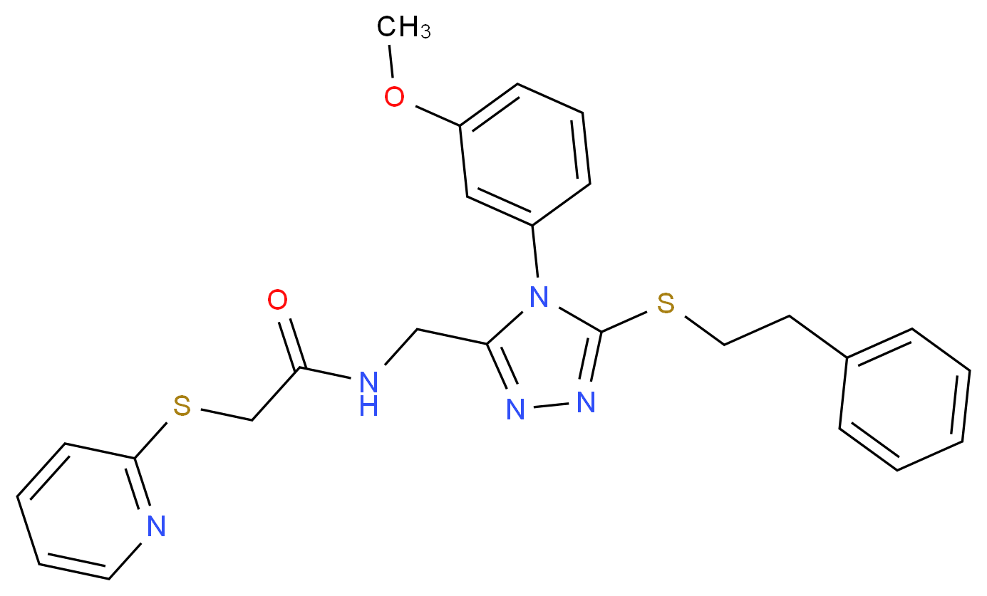 N-({4-(3-methoxyphenyl)-5-[(2-phenylethyl)thio]-4H-1,2,4-triazol-3-yl}methyl)-2-(2-pyridinylthio)acetamide_分子结构_CAS_)