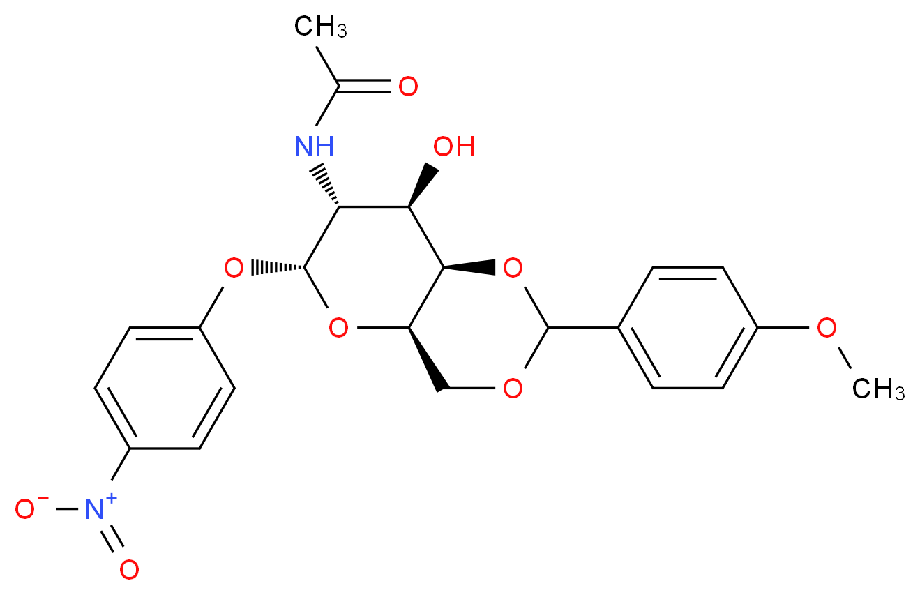 N-[(4aR,6R,7R,8R,8aR)-8-hydroxy-2-(4-methoxyphenyl)-6-(4-nitrophenoxy)-hexahydro-2H-pyrano[3,2-d][1,3]dioxin-7-yl]acetamide_分子结构_CAS_59868-86-9